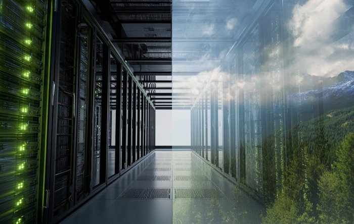 Bild eines gut organisierten Rechenzentrums mit zahlreichen Servern zur NOx-Reduktion bei PowerUP
